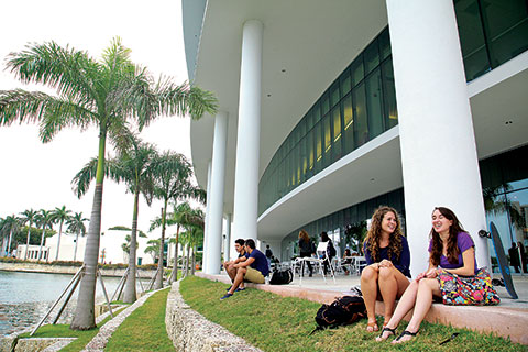 Students sitting outside of the Shalala Student Activities Center