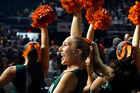The University of Miami cheerleaders at Cane Kickoff 2025